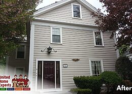 After - Everlast Composite Siding, 7″ Sand Dune, Simonton Window, Maxima Door, Westborough, MA 01581