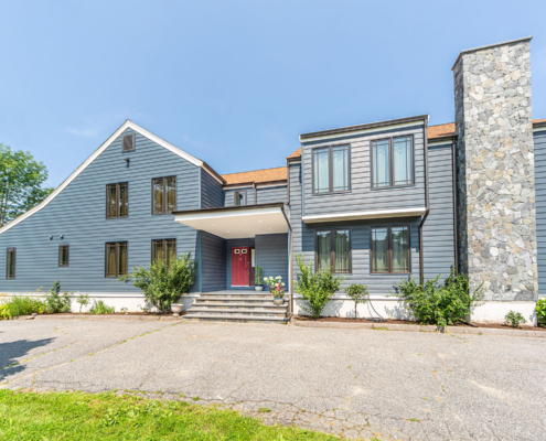 Showcasing a new color we installed from Everlast Composite Siding on Home in Milford, MA 01757. Color is Blue Spruce and we installed both the 4.5" and 7" exposure on the home and surrounding buildings including the pool house and garage. We also installed Marvin Elevate black-framed windows and Provia Mahogany Fiberglass doors. End result looks fantastic.