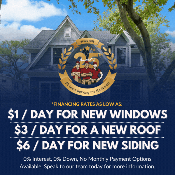 Financing Section Offer, United Home Experts, Best Window Company, Best Siding Company, Best Roofer, Massachusetts, Connecticut, New Hampshire, Rhode Island, Anniversary