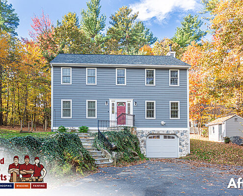 After - Everlast Siding, Seaside Grey, Gorilla Plank Siding System®, Owens Corning Shingles, Estate Grey, Leak Proof Roof System®, Jefferson, MA 01522 (9)