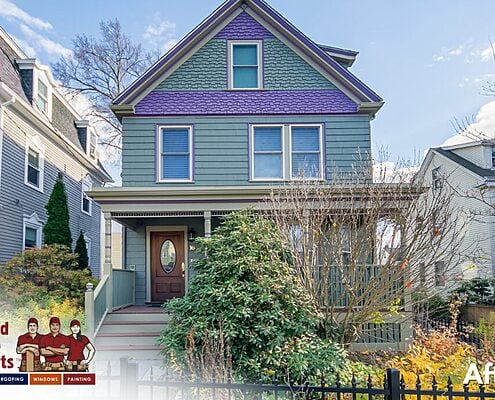 After - Sherwin Williams Paint, Marvin Essential Windows, Wood Siding, United Home Experts, Somerville, MA 02144
