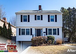 After - Cedar Knolls Vinyl Siding, White, Gutters, United Home Experts, Newton, MA 02460